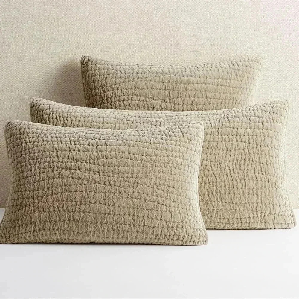 Pillow Case Washed Velvet Quilted Sham-NEW- Euro Size - Pottery Barn